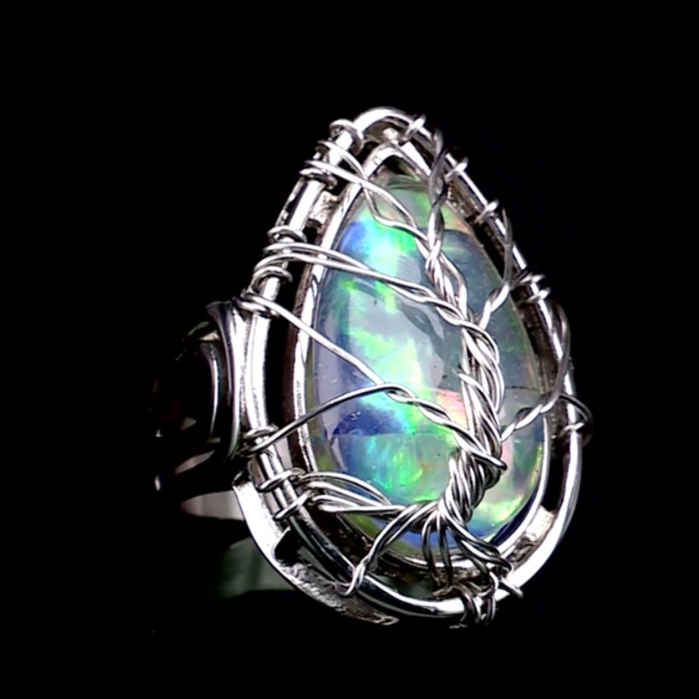 Beautiful Abalone Shell Solitaire Ring - image 1
